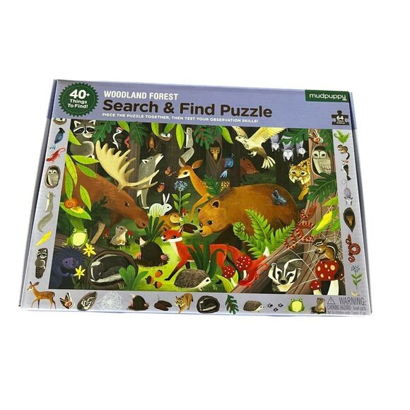 Mudpuppy 64 Piece Search And Find Puzzle Woodland Forest deer moose bear - Picture 1 of 4